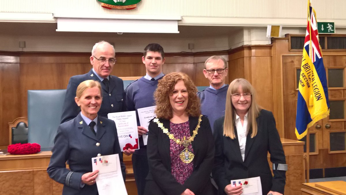 Presentation tonight at Bury Town Hall for Cdt Cpl Robinson and also members of staff who have supported <a href="/PoppyLegion/">Royal British Legion</a> for between 10 and 25 years. <a href="/MoBCharities/">Mayor of Bury</a>