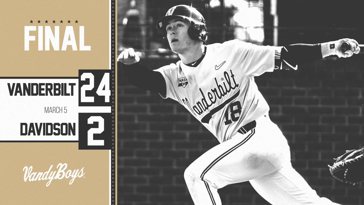 VandyBoys's tweet photo. Most runs since '91. 💪

Vanderbilt wins big, 24-2.

#VandyBoys | #AnchorDown https://t.co/rnN5UCDYuf