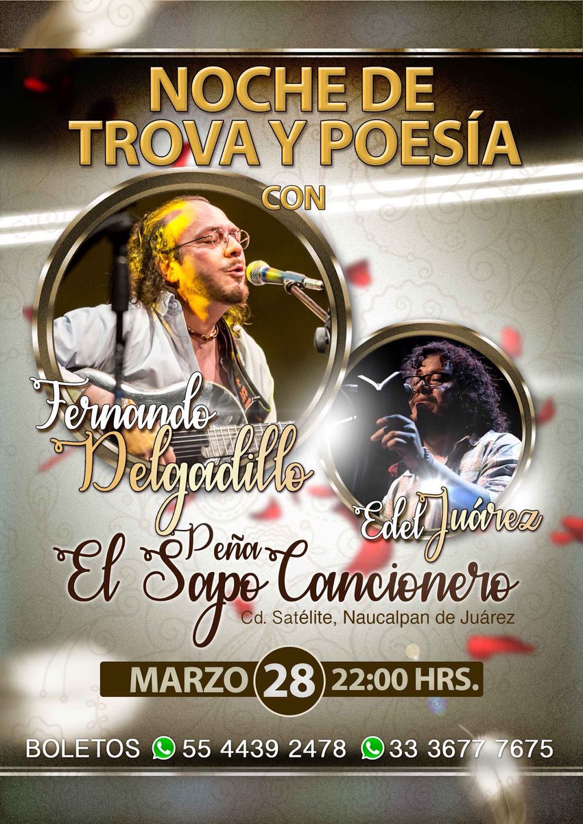 SateliteSuena's tweet photo. @DelgadilloFer se presenta en El Sapo Cancionero @CdSatelite éste 29 de marzo https://t.co/4KPDe2ZTD1