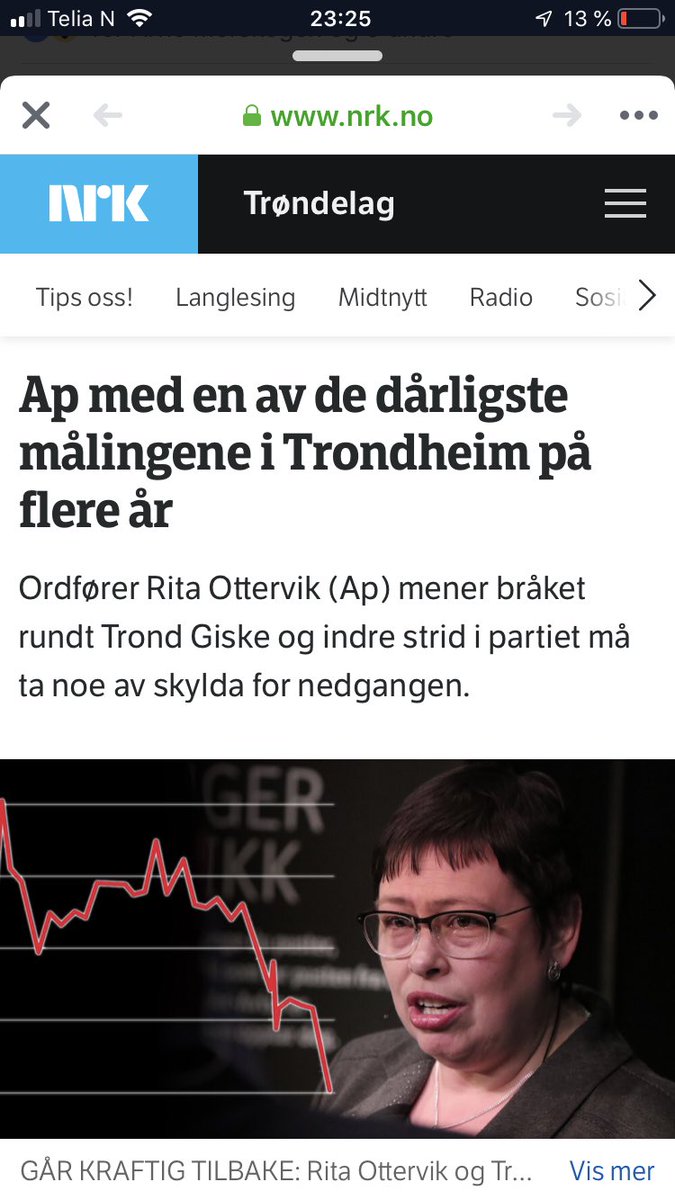 MariLonseth's tweet photo. Rita Ottervik 2. mars «Trond Giske har god støtte i folket». 
Rita Ottervik 5. mars: Støyen rundt Trond Giske er skyld i en av Aps dårligste målinger i Trondheim. 🤷🏼‍♀️ https://t.co/Ey0qrdGdLx