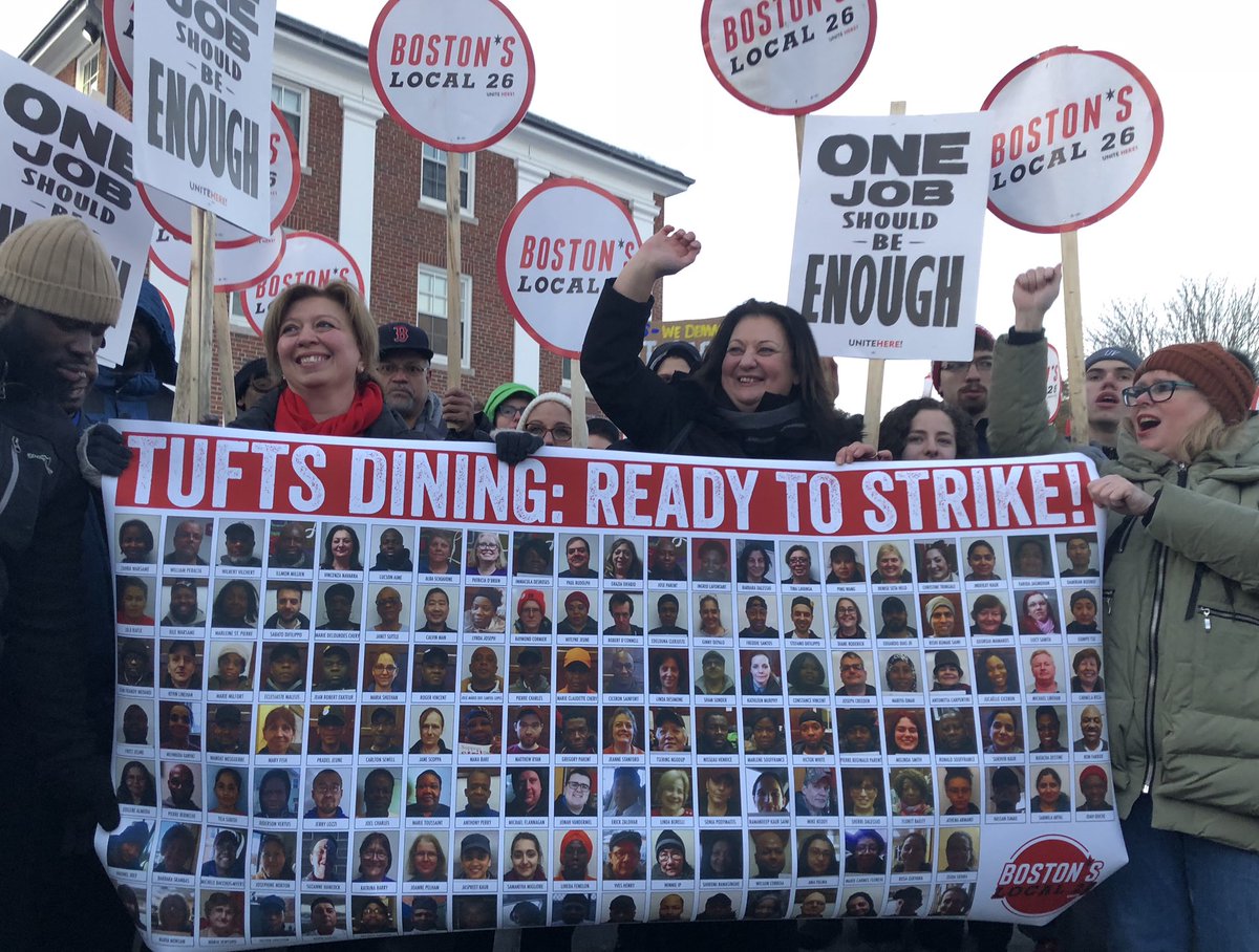 BREAKING: Tufts University dining hall workers announce that they will hold a strike authorization vote. An overwhelming majority have pledged that they will vote YES to strike! #1u