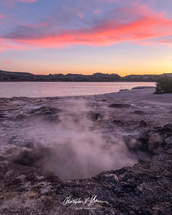cvsherman's tweet photo. Sunset at Sulphur Point
#SulphurPoint in #Rotorua, #NewZealand is an active #geothermal area complete with boiling #mudpools and #sulphurvents as seen here. #shotoniphone. @ThePhotoHour https://t.co/jiqtn3QEnt
