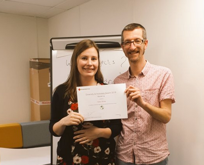 gayle_gross's tweet photo. Thanks for sharing @MaximoNewton and congratulations to @helenflora who won an Inclusivity and Diversity award at the Retail &amp; Community Fundraising Conference for her work with volunteers and interns from all backgrounds and with all needs. #PowerofKindness #waytoSOAR https://t.co/QA2jiamPEv