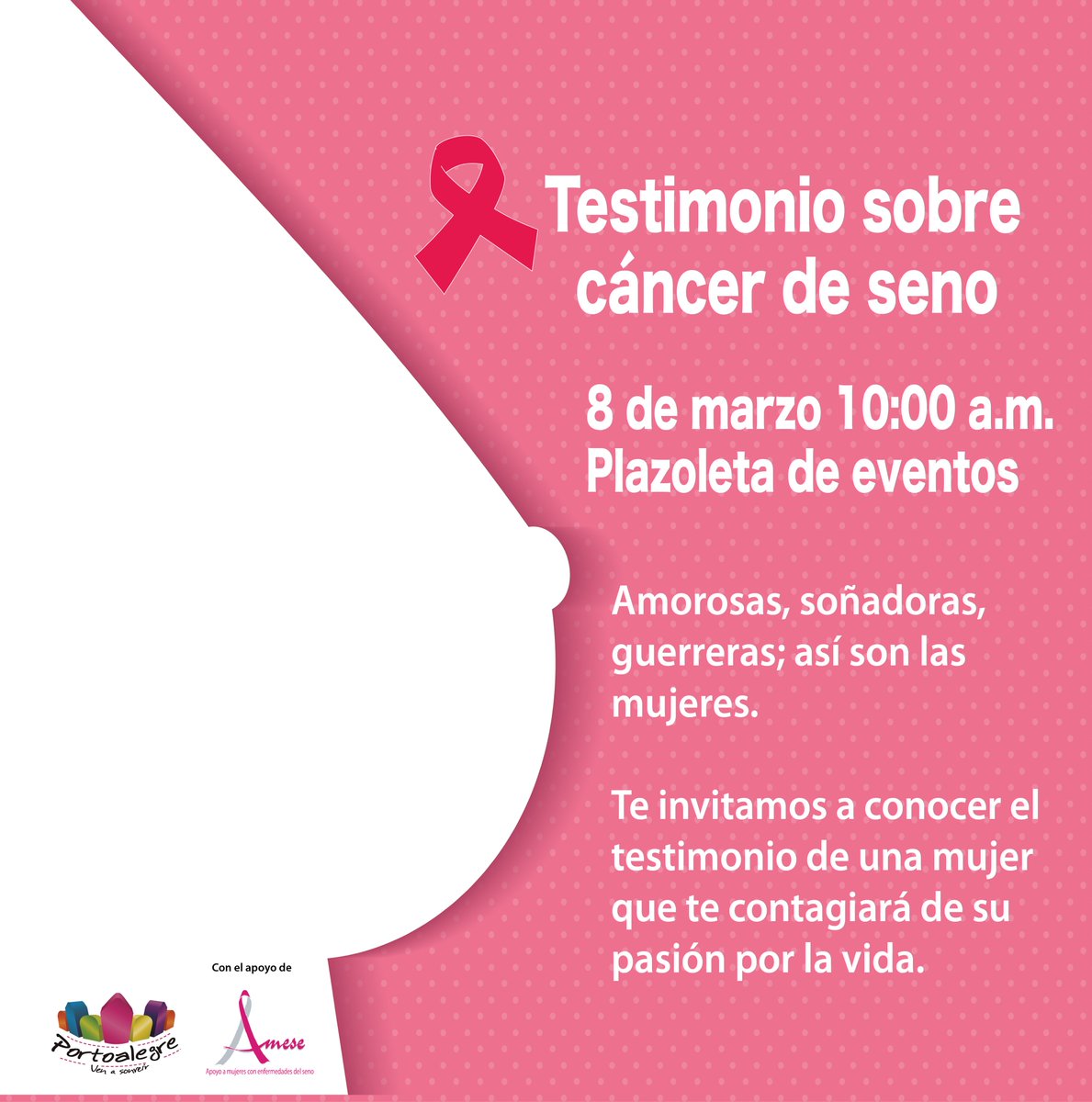 CCPortoalegre's tweet photo. Este #viernes celebra el #DiaDeLaMujer recargando tu pasión por la #vida.  En @CCPortoalegre tendremos una charla sobre cáncer de seno. Te Esperamos! https://t.co/X0vl0YAN5m