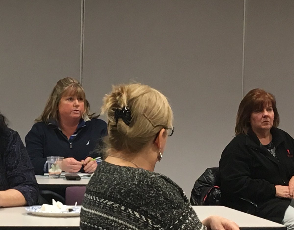 nysutrochro's tweet photo. Fairport SOPA president Julia Steltman, Waterloo NIEA president Karolyn Gaydosh & Greece AGCEP president Theresa Schmeer participant with other @nysut members in our regional meeting for clerical leaders. @nysutEVP #unionvalue https://t.co/g6GcA6Yewl