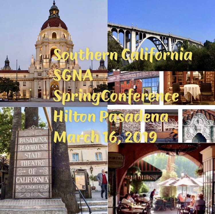 SoCalSGNA's tweet photo. Enjoy the beauty of Pasadena and earn CEU’s at the SoCal SGNA Spring Conference. Registration still open.
Sign up at https://t.co/7fOAJwsuEe https://t.co/Z6PA5FCBGT