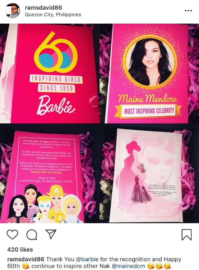 Back to back recognitions for our Maine Girl! 👏🏻

✨ Favorite TV Host
✨ Most Inspiring Celebrity 

Thank you, Inside Showbiz and <a href="/barbie/">Barbie</a> 💛
<a href="/mainedcm/">Maine Mendoza</a> | #MaineMendoza