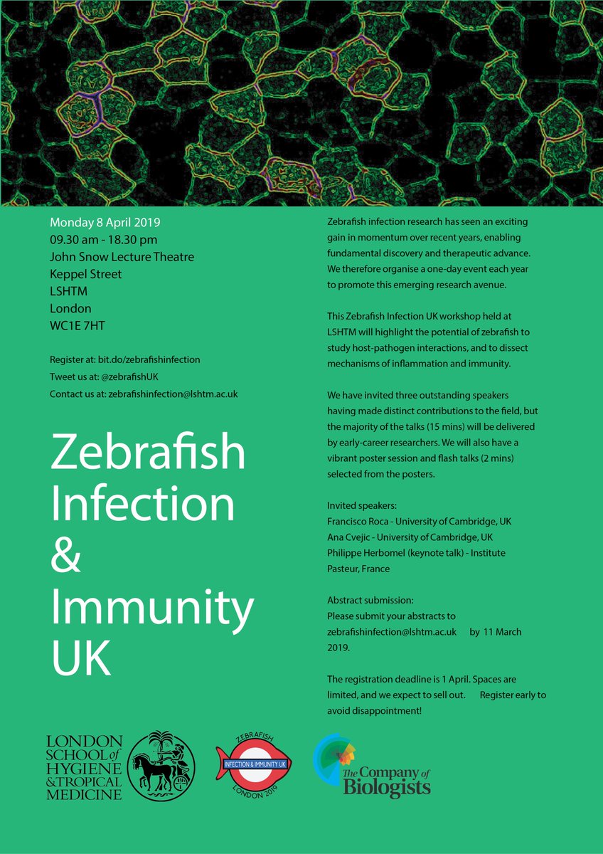 The zebrafish infection and immunity meeting is coming up soon!

Register and submit an abstract by following the link below.
The deadline for Abstract submission is March 11th.

eventbrite.co.uk/e/zebrafish-in…

zebrafishinfection.co.uk
