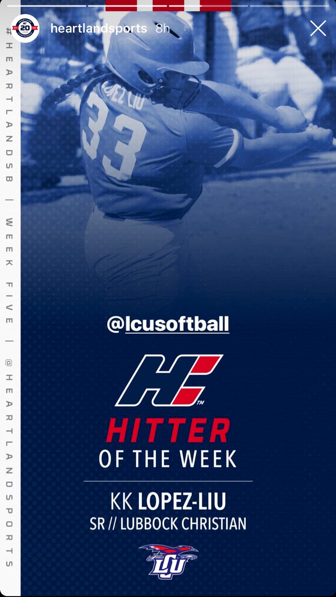 HowardSoftball's tweet photo. Congrats to #formerhawk @kk_lopezliu on earning @heartlandsports hitter of the week! Keep swinging it ππΌ #howardhack https://t.co/iirMQxsU3b