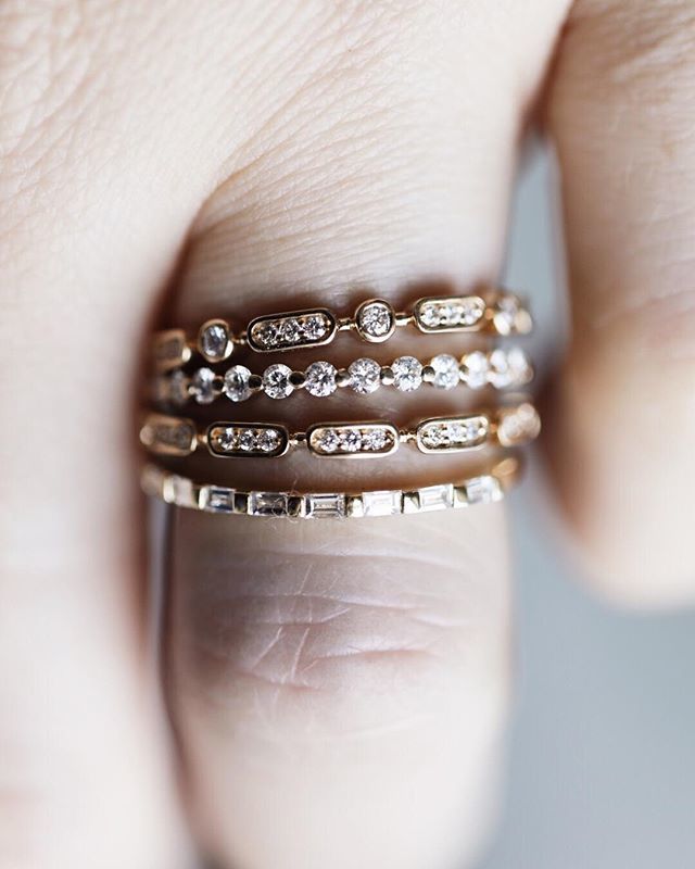 The gloria ring, white diamond pepper band, hazel ring, and half diamond eternity baguette ring are all at the shop! We are open 10-5pm Tuesday- Saturday for you to come try on rings and find the one! We are also online 24/7! Tap for ring details.
.
.
.
… ift.tt/2NLUrnw