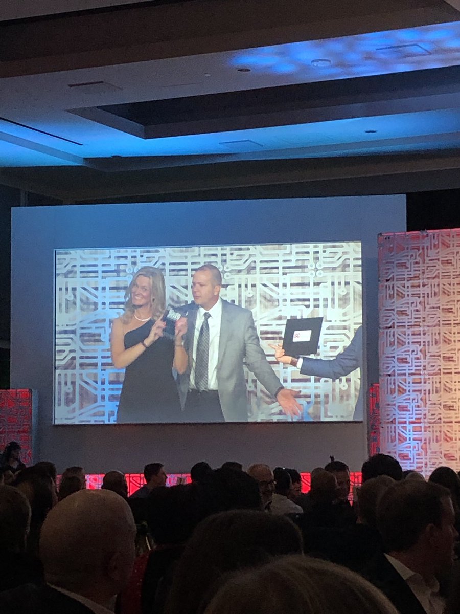 CrowdStrike's tweet photo. Winner winner of the first category at the #SCAwards. Best Threat Intelligence Technology for Falcon X! #GoCrowdStrike https://t.co/x2kvSMlXds