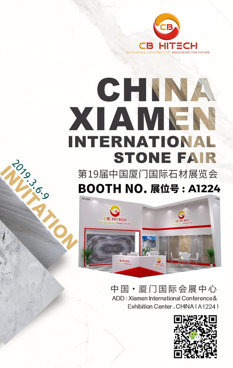 CbHitech's tweet photo. We are exhibiting at the 19th China Xiamen International Stone Fair
If you are participating in the fair, please visit our booth No. A1224. We will be exhibiting from 6-9 March, 2019.

#Stonefair, #CBHITECH, #internationalstonefair, #cbhitechstone

https://t.co/rzkFa6d4Rx https://t.co/LGWtFIy0gb