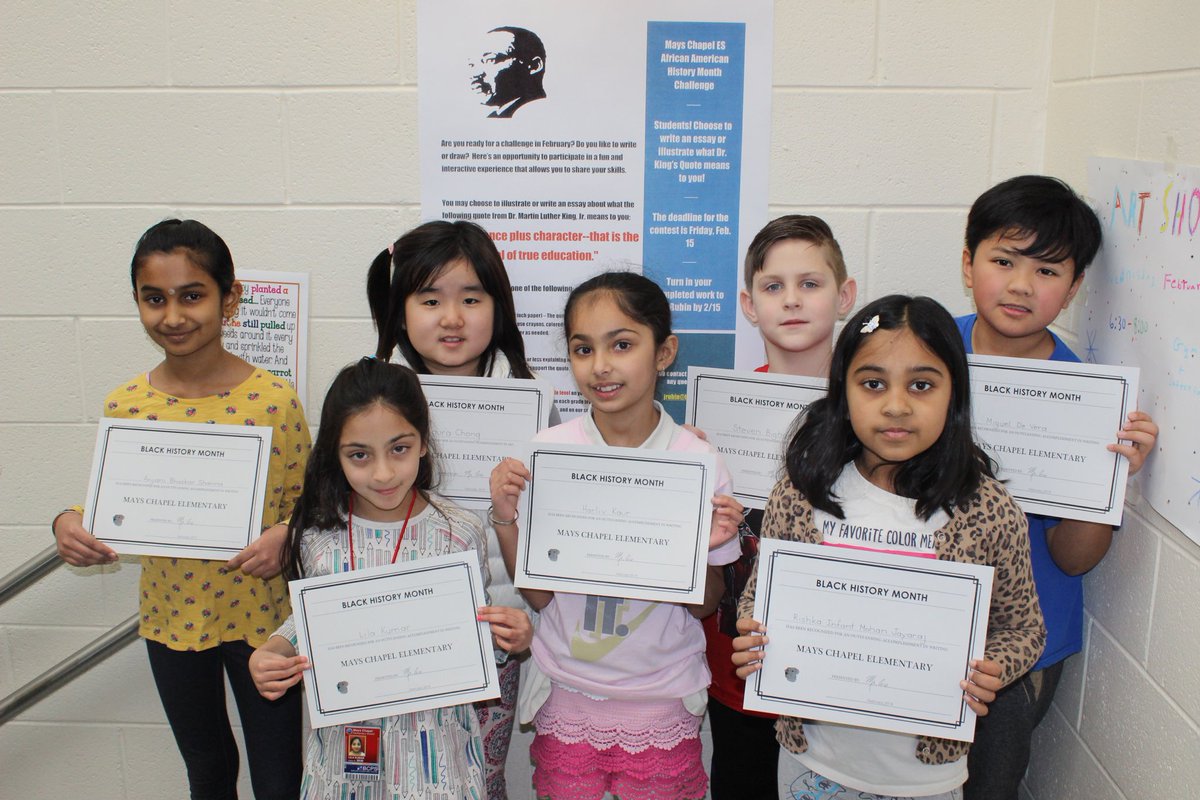 Congratulations to the winners of the MCES Black History Month art and Essay contest! The winners are: Anjani B., Lila K., Laura C., Harliv K., Steven B., Rishika I., and Miguel D. They are examples of true education!