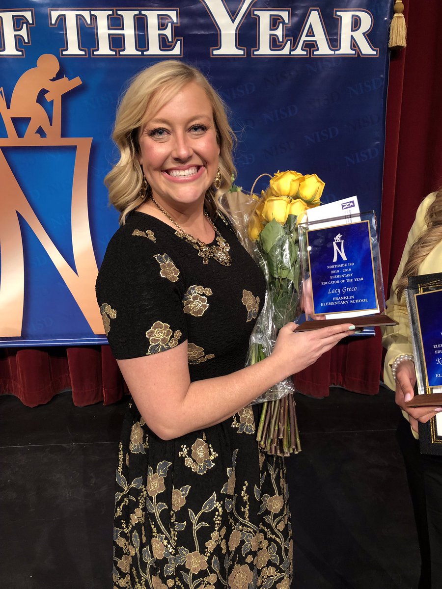 NISD's tweet photo. #ThisIsNorthside- Our 2019 Elementary Educator of the Year is Lacy Greco, a fourth grade teacher at @NISDFranklinES! https://t.co/3D2D6XgCBw