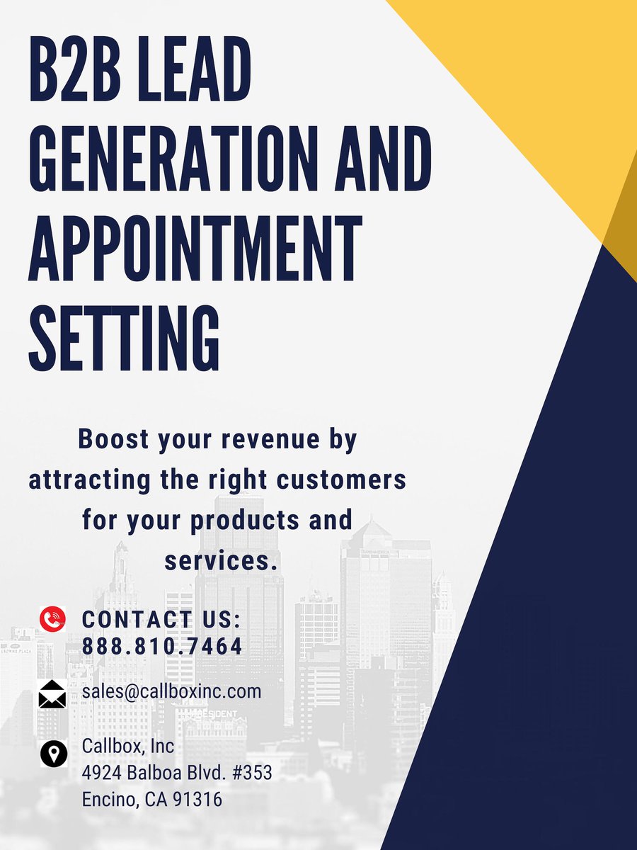 AnikaDavis101's tweet photo. Callbox brings you one step closer to your next closed sale. Join us now!
https://t.co/f6syhgNKMW #b2bleadgeneration #leadgeneration #appointmentsetting #leadgenerationservices https://t.co/XgDYZJdPhO