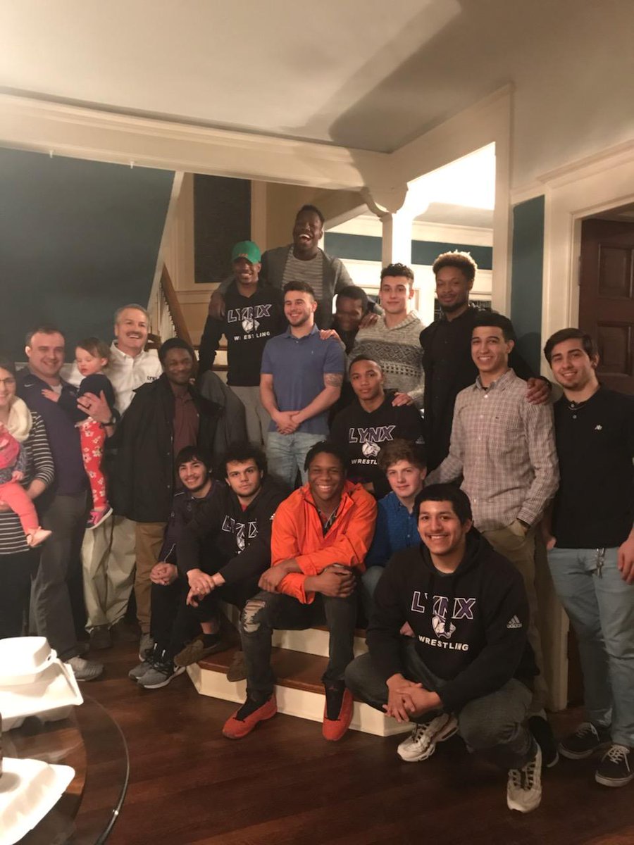 CoachBakley's tweet photo. Big thanks to @Lincolncollege president @gerlachdave and Mrs. Gerlach for welcoming my family and my @LynxWrestling family to your house. We look forward to making this an annual tradition!

#AwesomePresident 
#LynxOnTheMove
#GoodBetterBest https://t.co/Sa3dPtE4UW