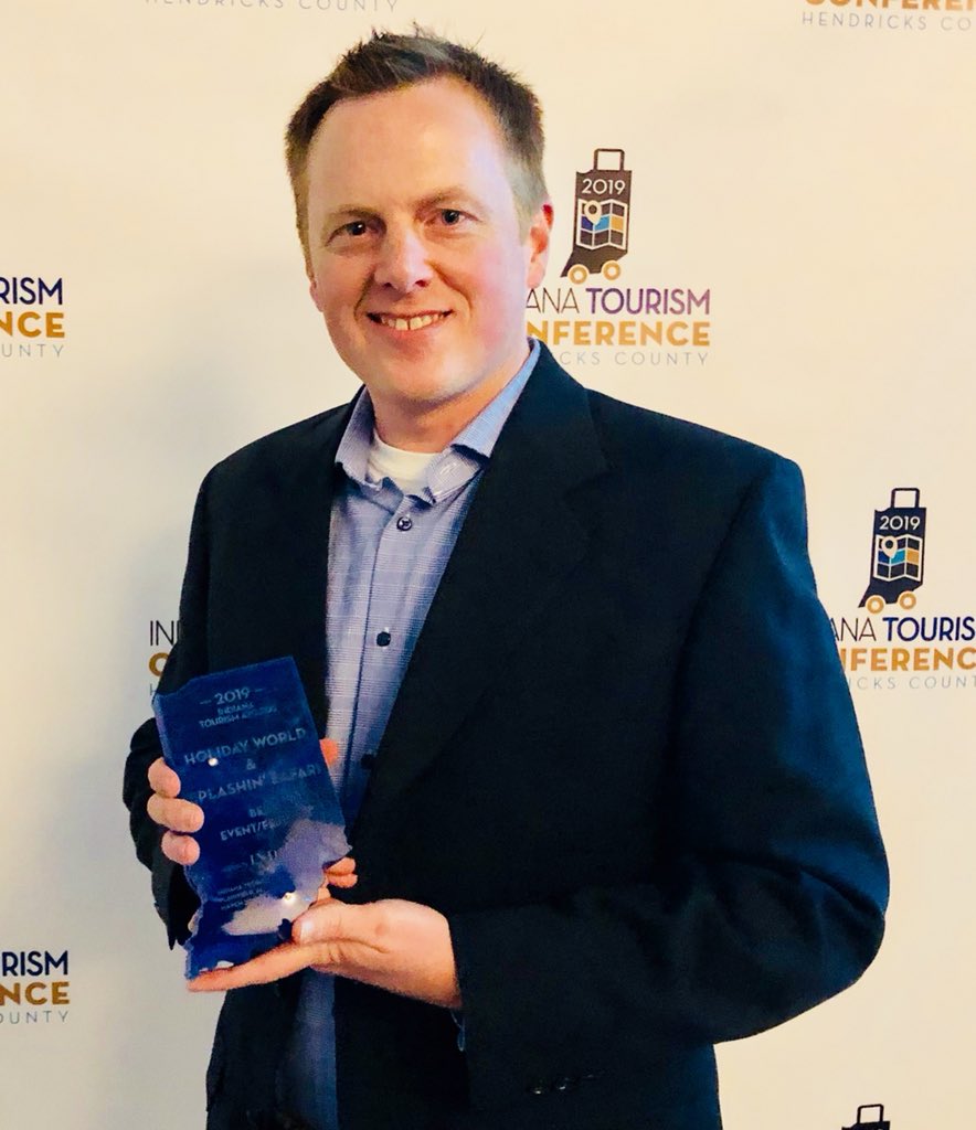 HolidayWorld's tweet photo. So honored to receive the award for Best Event/Festival for our Happy Halloween Weekends at this evening’s Indiana Tourism Awards dinner! 🎃👻🎃 #intourism2019 @VisitIndiana https://t.co/fqpBq4dM9s