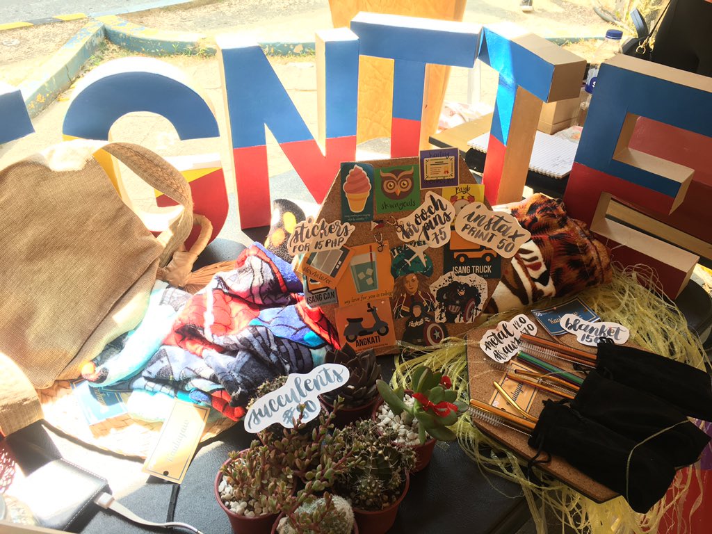 ignite_ustshs's tweet photo. HI VISIT OUR BOOTH HERE AT TYK PARKING NEAR THE JHS BUILDING!! WE’RE SELLING STICKERS, BABY BLANKETS, METAL STRAWS, SUCCELENTS, and of course— our KAULAYAW BAGS!!! https://t.co/9BmhuLaxaI