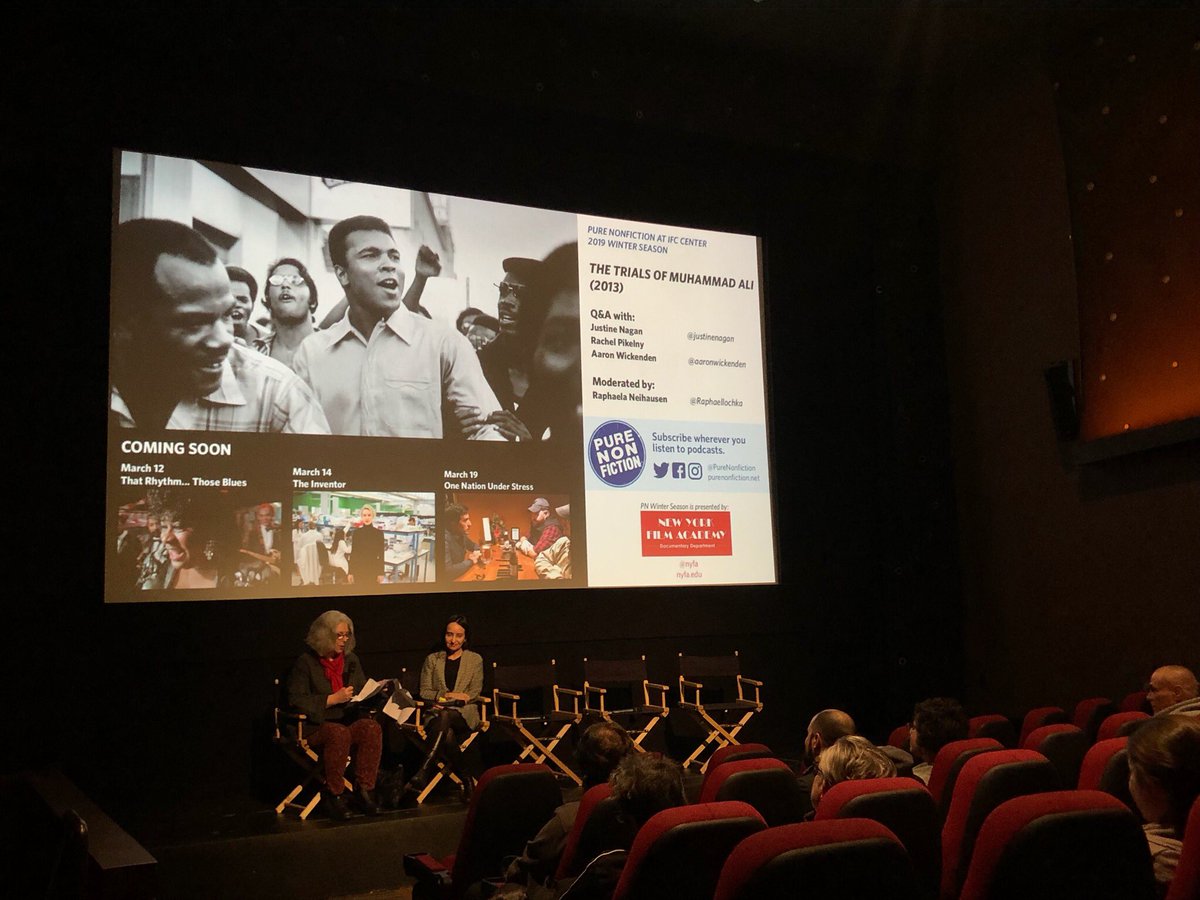 MuhammadAliDoc's tweet image. Tonight in NYC, Bill Siegel’s sister Ellie and @Raphaellochka at the @PureNonfiction screening of TRIALS OF MUHAMMAD ALI. Thanks to all who came out to remember Bill.