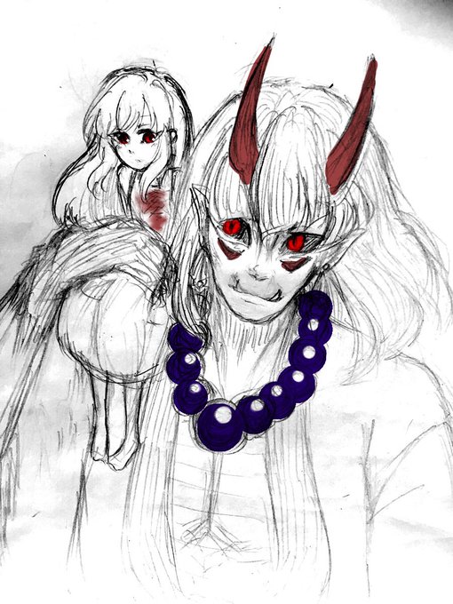 白髪赤目のtwitterイラスト検索結果