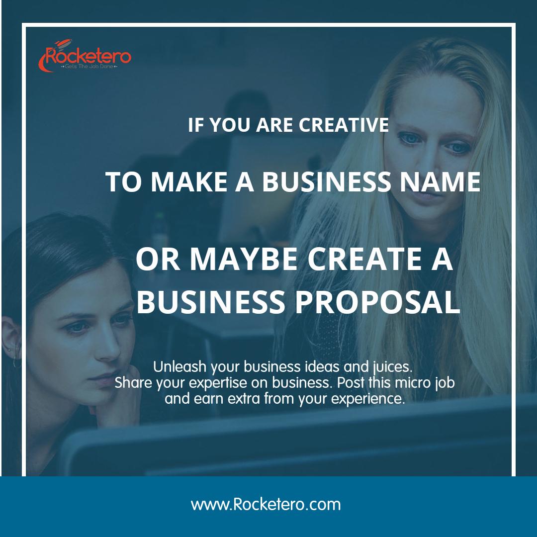 Rocketero2's tweet photo. If you are creative to make a business name or create a busines... #rocketero #microgig  https://t.co/iuJo3rXjv0 https://t.co/jI4LEiC5Hv