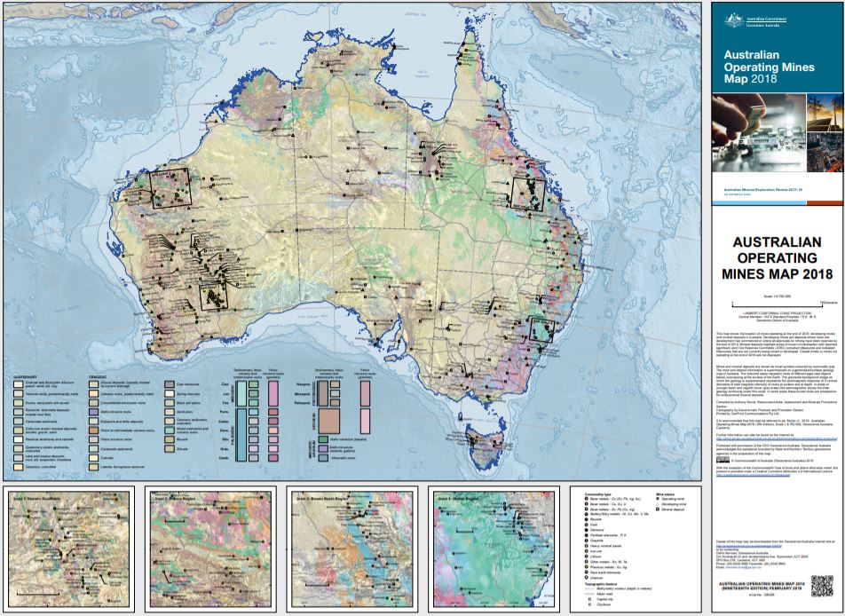 Australia Operating Mines Map 2019 Geoscience Australia On Twitter: "The Latest Map Of Major #Mines And  #Mineral Deposits In Australia Is Now Available. In 2017, Australia Had  Over 300 Operating Mines Producing 26 Major And Minor Mineral