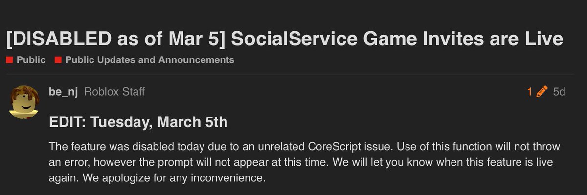 Bloxy News A Twitter Bloxynews The Roblox Social Service Game Invites Feature Allowing Users To Invite Their Friends From A Menu Devs Put In Their Games Has Been Temporarily Disabled I - how to invite someone to edit a roblox game