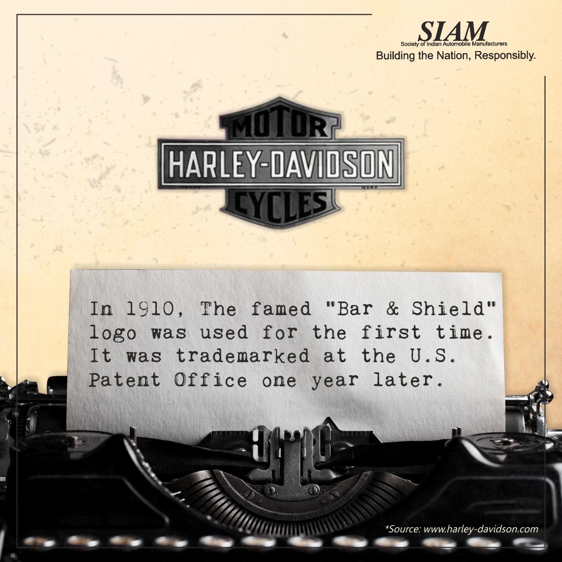 siamindia's tweet photo. #DidYouKnow that despite @harleydavidson manufacturing motorbikes since 1903, they did not have a company logo until 1910! #BTNR #SIAMAutoTrivia #WednesdayWisdom https://t.co/6XmtZWkaem