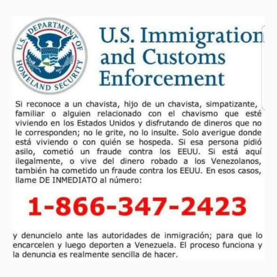 Yankas's tweet image. #USMigration #chavistas #chavistasquehuyen #sebusca #deportación #Venezuela #Hampacracia #justicia #18663472423 @USIMMIGRATIONTR