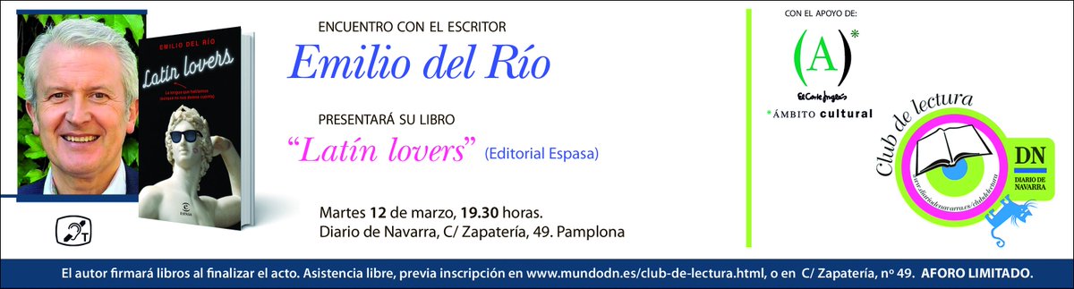 Falta poco para el encuentro con <a href="/emilio_delrio/">Emilio del Río</a> del próximo 12MAR, 19:30. Invitaciones en Zapataería, 49 o en Mundo DN mundodn.es/encuentro-del-…