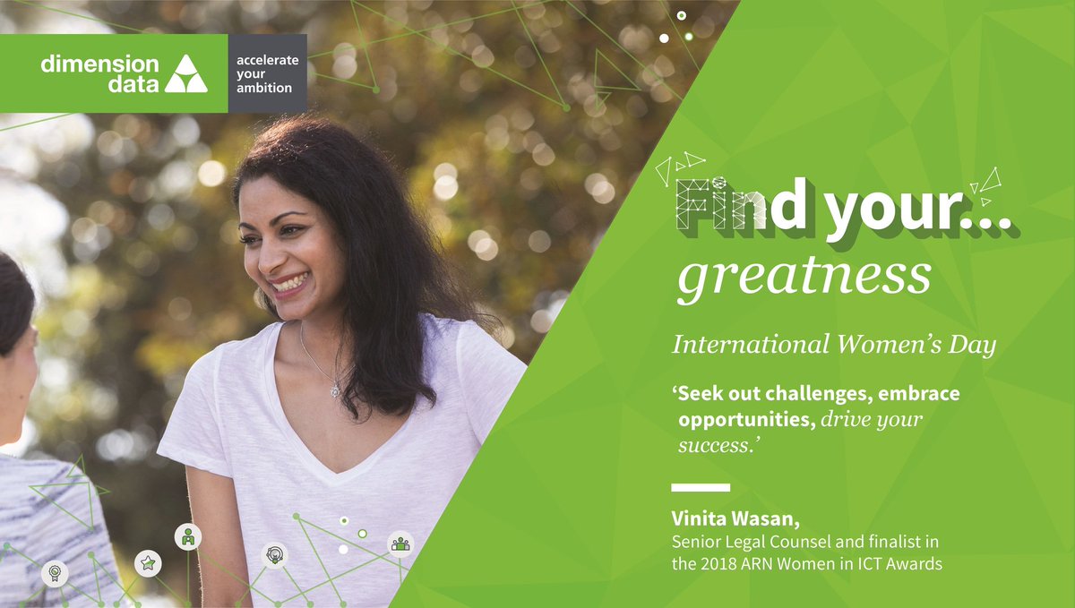 nttdata_inc's tweet photo. If you don't like something, work towards changing it.

Sage advice from Dimension Data's Legal Counsel and 2018 ARN Women in ICT Awards finalist Vinita Wasan. #InternationalWomensDay #BalanceForBetter

Learn more about our careers: https://t.co/GAxutzRZoZ https://t.co/oWvkLeGRME