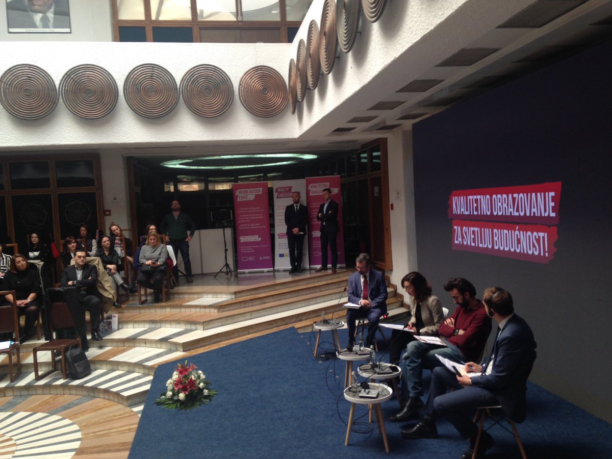 dzivalj's tweet photo. .@EUKosovo debate on #education: a teacher reminds that it is teachers who shape the youth &amp; future of #Kosovo &amp; should be treated accordingly; young scientist calls 4 stronger focus on digitization; EU's @libor_chlad says EU focused on quality of edu &amp; access 2 education 4 all https://t.co/POYGYAAW73