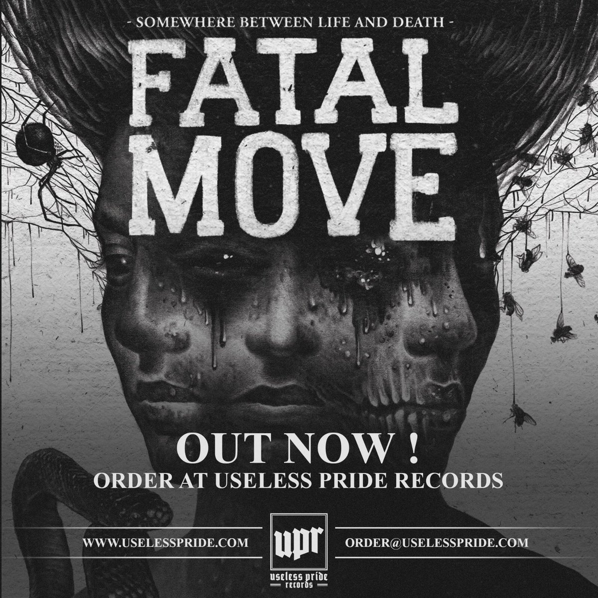fatalmovehc's tweet photo. “Somewhere Between Life And Death” is available online for streaming/purchase or in the @uselesspride shop or at one of our shows! Release party this friday! #SBLAD https://t.co/1J2Q0vhgK0