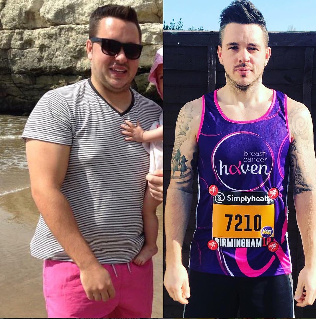 SlimmingWorld's tweet photo. Losing an amazing 5st 2lbs with the help of his #SlimmingWorld group helped Dann discover a love of running. Now he’s part of #SWTeam2019, and getting ready to run the @LondonMarathon to raise money for @CR_UK and @IrishCancerSoc! #SlimLikeAMan https://t.co/lYP1gsMhwP https://t.co/NKqOXpWSpj