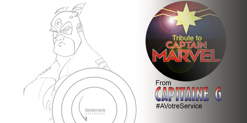Gendarmerie's tweet photo. #ÀVosCotés Pour #CaptainG, c'est l'heure de rejoindre les rangs de #CaptainMarvel dans sa lutte contre les super-méchants ! 🦸♀️ https://t.co/Mn5xkxiTek