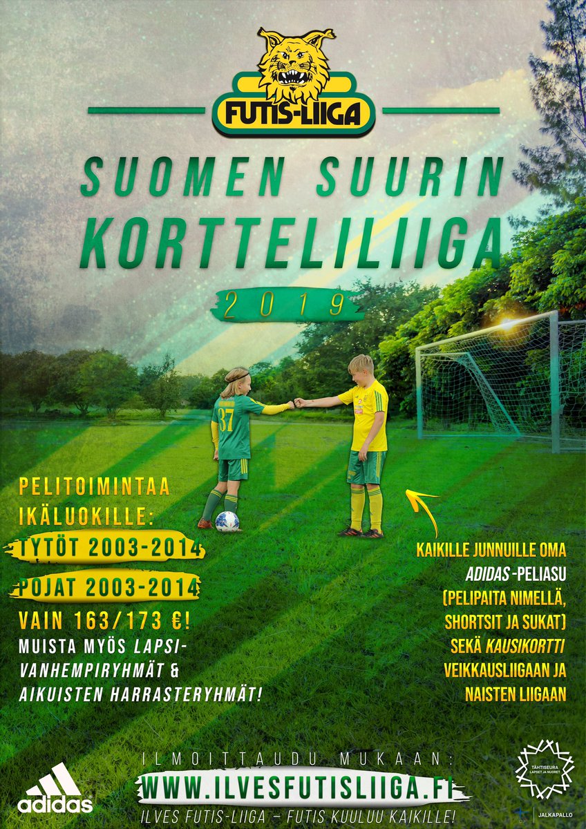 Ilmoittautuminen Ilves Futis-Liigaan, Suomen suurimpaan kortteliliigaan, on nyt käynnissä! Kurkkaa FB:n puolelta kisa, jossa jaossa huikeita palkintoja, kuten kausikortteja ja pelipaitaa omalla nimellä. ilvesfutisliiga.fi #Ilves #FutisLiiga #keltavihreä