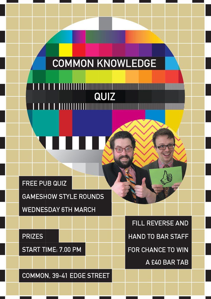 LETS GET CHONKY!

<a href="/CommonQuiz/">Common Knowledge</a> is tonight from 7pm. FREE ENTRY. Get down early however because seats are gold dust. 

Come get some!