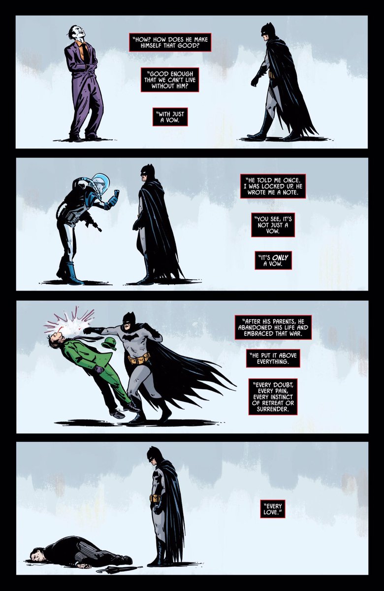batfamposts's tweet photo. “We kick, we jump, we fly, we save the day. But none of us. Not a one... is him. No one else is... Batman.”

➢ Batman (2016) #66 https://t.co/65Pi6Ol9du