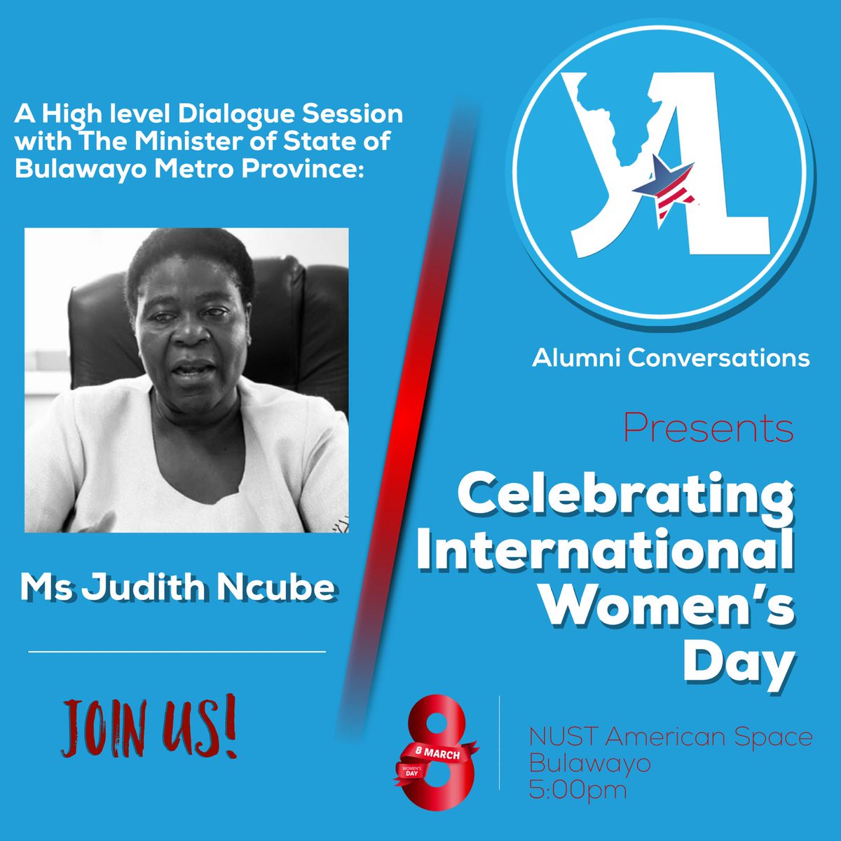 ZimMWFAlumni's tweet photo. Join us for a dialogue meeting at the American Space in Bulawayo on March 8 from 5pm! As we present Alumni conversations!! https://t.co/WWUwVGnbO0