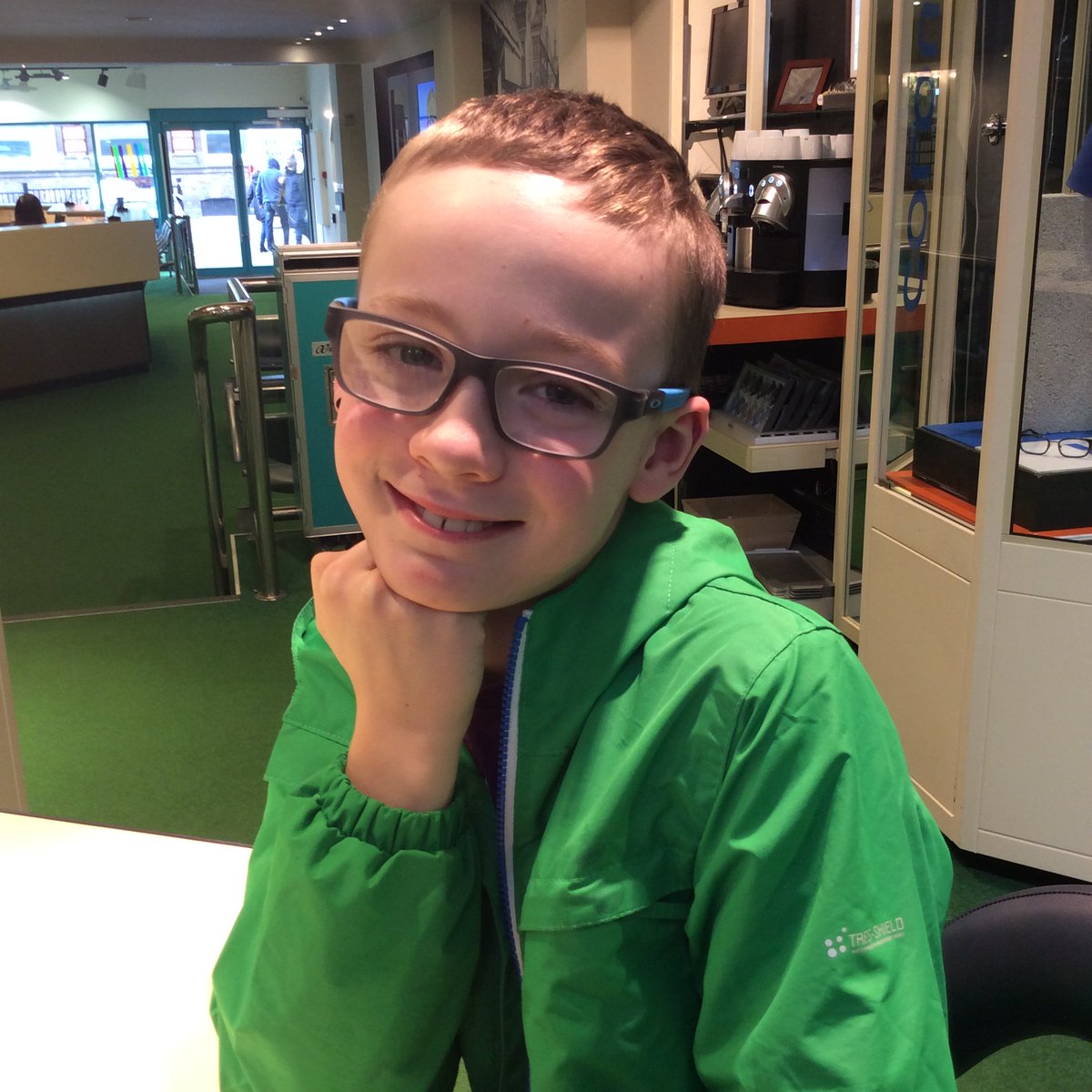 Sheinman's tweet photo. Ben collected his fab new Oakley Junior frames with lightweight, UV blocking, unbreakable PNX material lenses (standard lenses for all our under 16s). Looking super cool Ben! We’ll enter you into our voucher draw for £150 shopping vouchers 🤓#sheinmanselfie #youngvision https://t.co/XufQFC2pLh