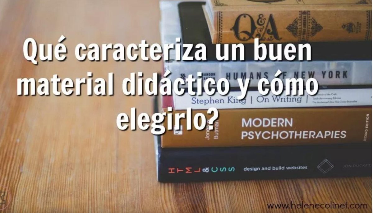 El lunes hablé sobre las competencias que debía cumplir un docente,  pero.. hoy me gustaría enseñaros este artículo de <a href="/helenecolinet/">Hélène</a> en el que nos muestra qué características debe tener un buen material didáctico #DDC19_2 ¿qué opináis? helenecolinet.com/que-caracteriz…