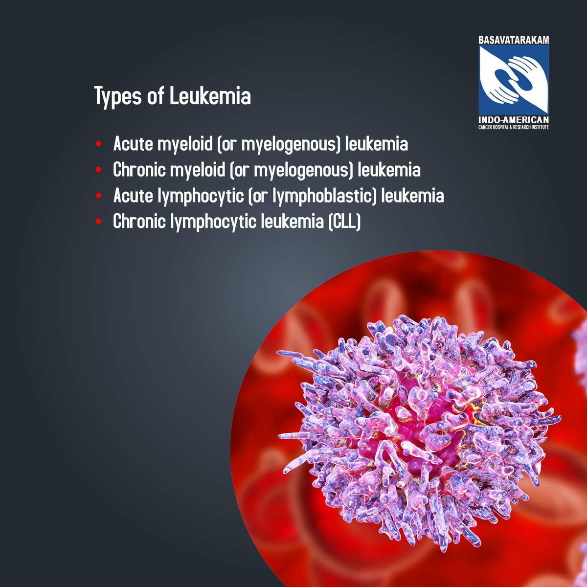#Leukemia can affect people of all ages. Based on the #bone #marrow cells that are first affected, they are characterized into lymphocytic or #myeloid (red blood cells, platelet-making cells, myeloid cells). Early diagnosis can save a life. 
#basavatrakam #cancerawareness