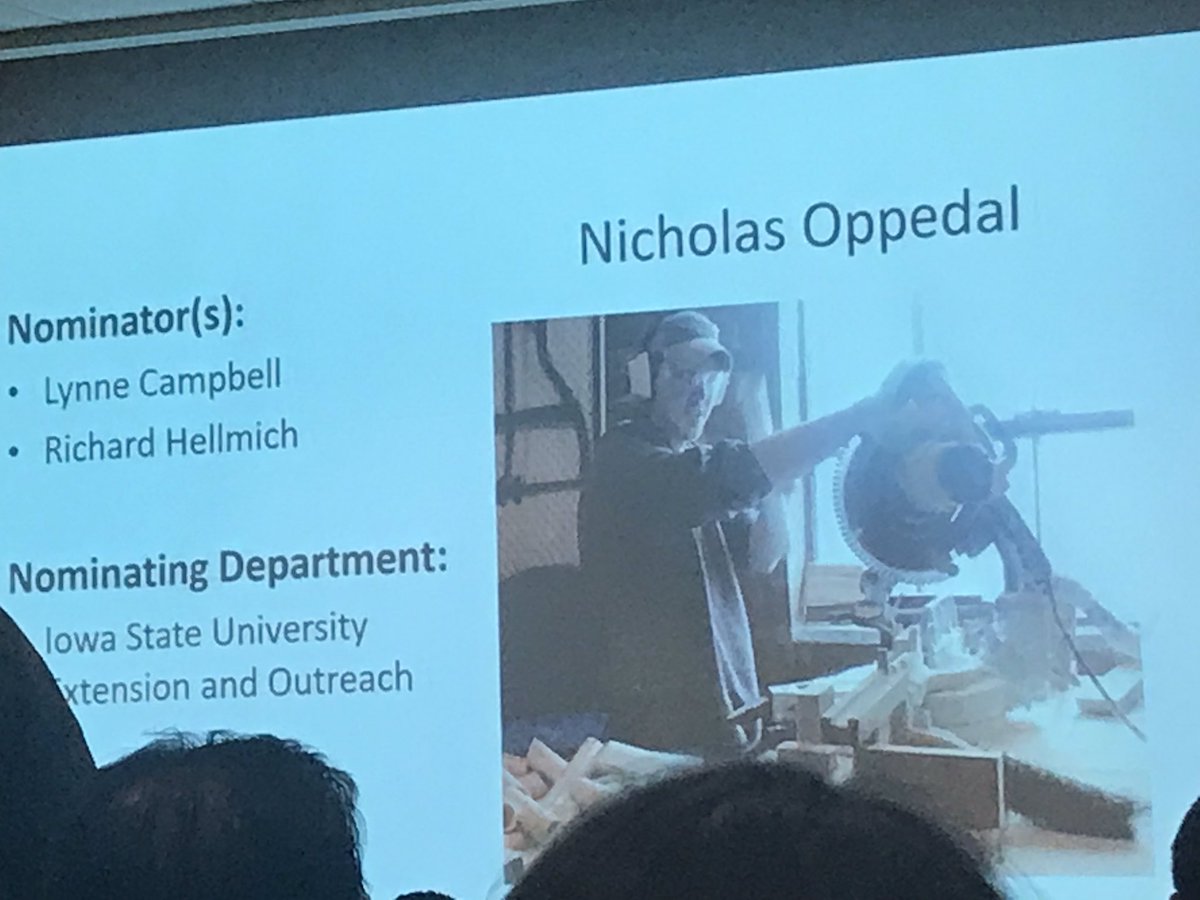 lcampbell3's tweet photo. Congrats @nickoppedal who was selected as a Student of Distinction at  #SEOTY2019 Ceremony.  He created the process &amp; cut 5000 PVC pipe native bee nests for citizen science project with #4HAIE Native Bee Challenge! @ISUExtension @IowaMonarchs @ISUANR @JohnLawrenceISU @crownbees https://t.co/GG8ml1tKPZ