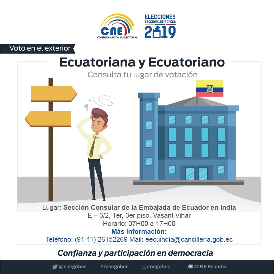 Queridos compatriotas, 
Recuerden que los esperamos este 24 de marzo a partir de las 7 am.
<a href="/CancilleriaEc/">Cancillería del Ecuador 🇪🇨</a> <a href="/cnegobec/">cnegobec</a>