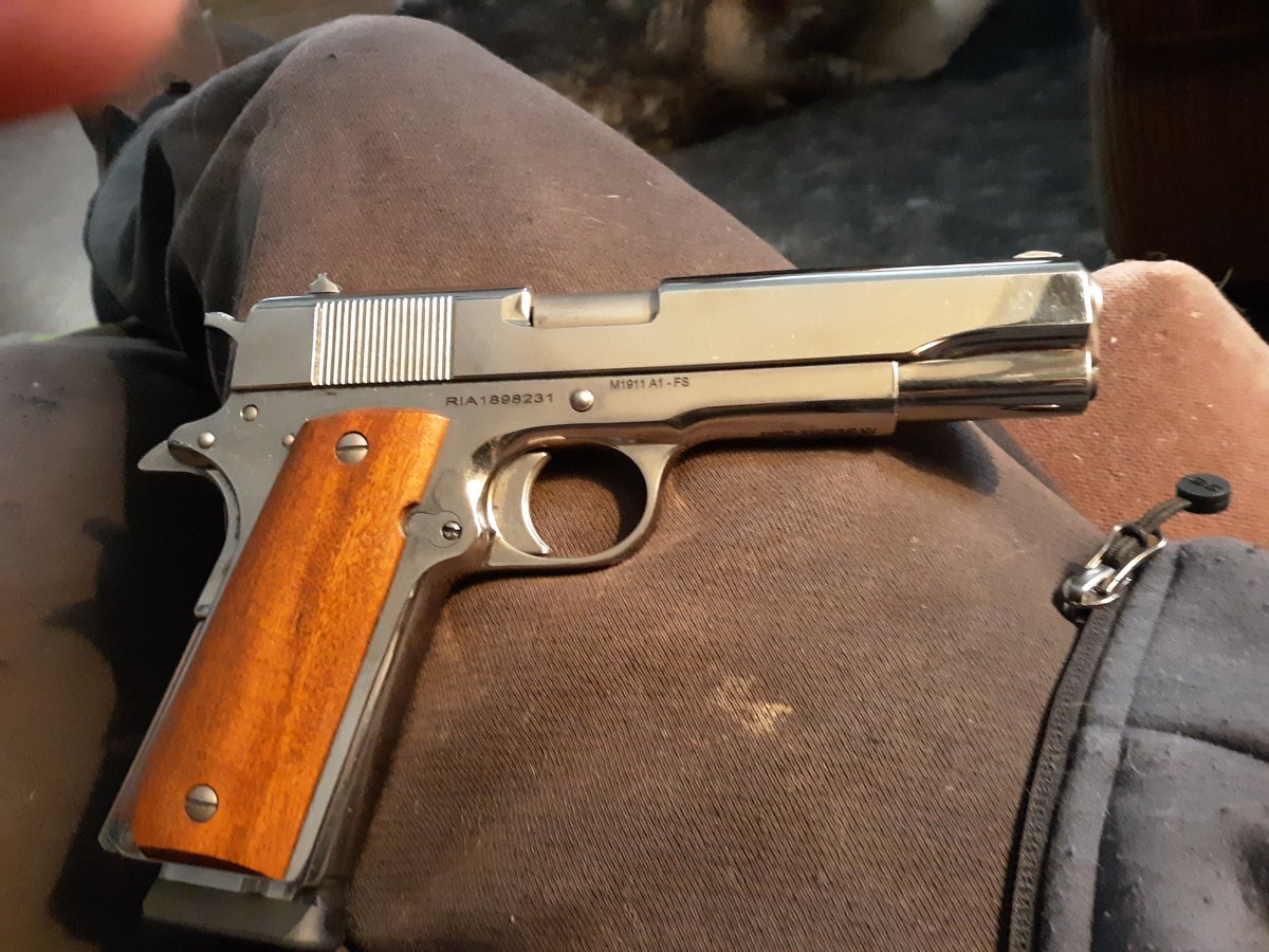 GunsmithG's tweet photo. Added a new family member today! A RIA 1911A1 in 38 Super! (Faux ivory grips from Ajax on their way to me as we speak) I love it! https://t.co/ucGnz6P5zp