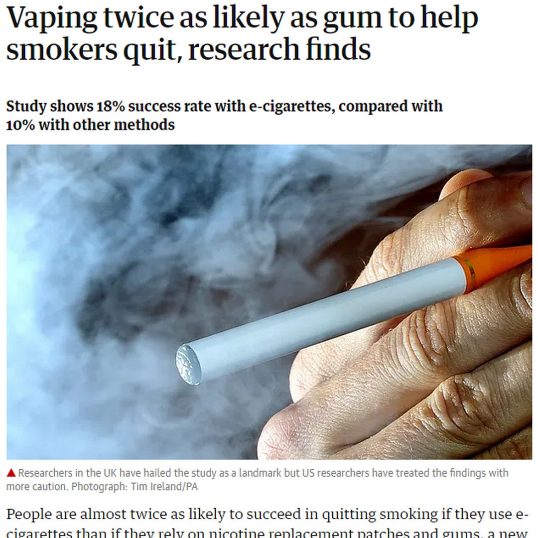 OFRFbrand's tweet image. People are almost twice as likely to succeed in quitting smoking if they use e-cigarettes.
Source:hubs.ly/H0gThf60

#vapenews #vaperesearch #vapestudy #OFRF #OFRFstyle