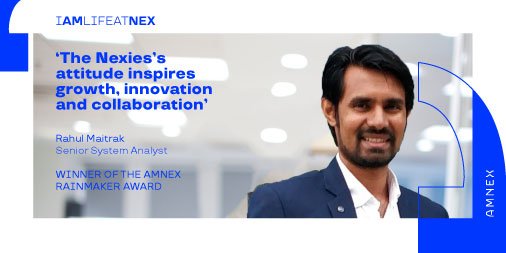 amnexinfotech's tweet photo. Celebrating the best of the best. Our Amnex โRain Makerโ award winner, Rahul Maitrak shares his thoughts on being a star that shone bright this year. #iAMNEX #NEXIES https://t.co/OmgV9X6Rfz