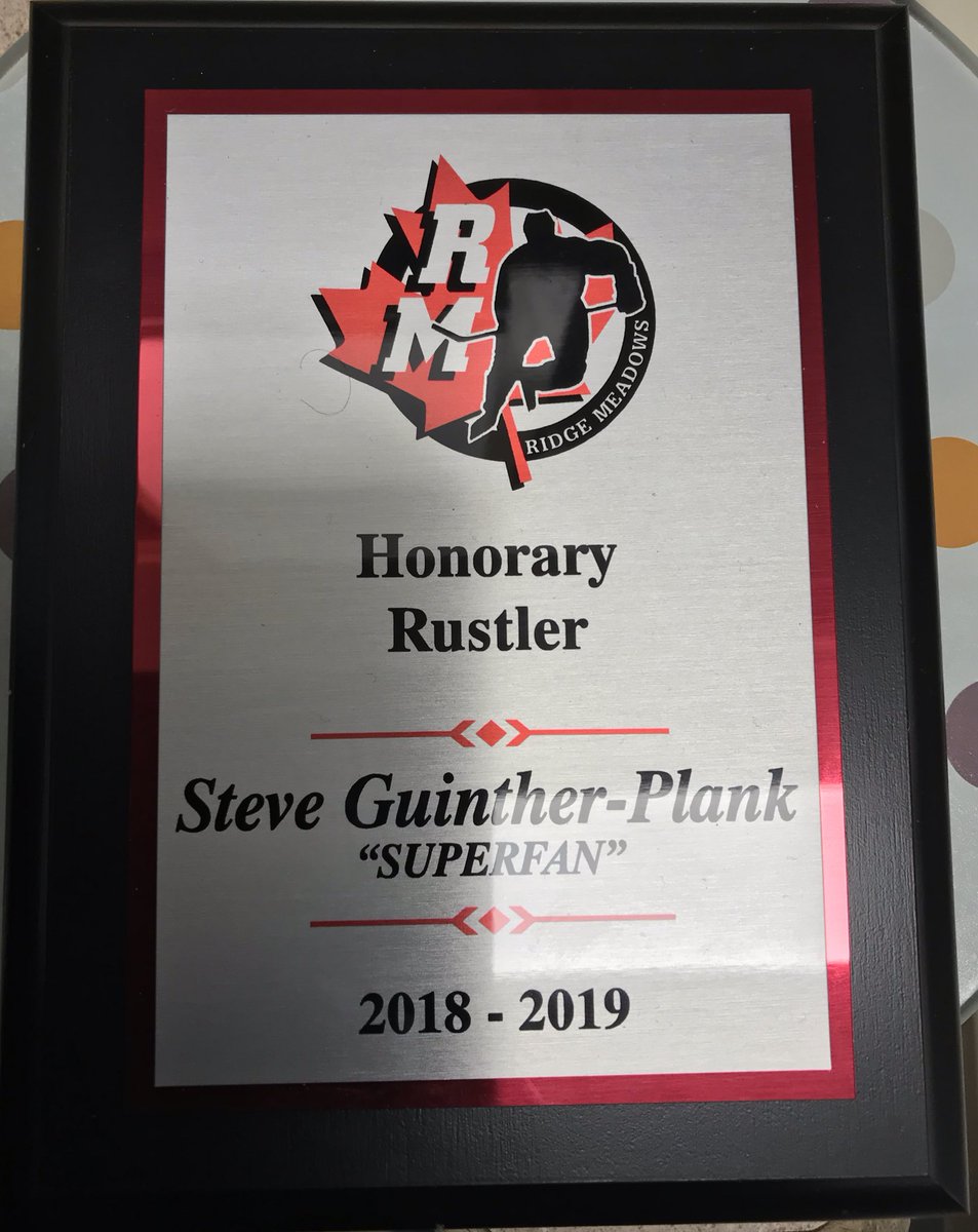 GuintherPlank's tweet photo. Thank you very much #a1rustlers and #ridgemeadow Minor Hockey for naming me an #Honorary #rustler good luck to @A1Rustlers and #southdelta in your 2019-20 season go have some fun out there both teams https://t.co/5jz1LP1kJw