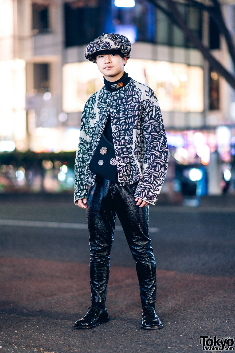 Tokyo Fashion on X: 17-year-old Japanese student Daiki on the street in  Harajuku w/ rope print jacket & rope print hat by legendary Tokyo-based  British designer Christopher Nemeth, vintage patent pants, Nemeth