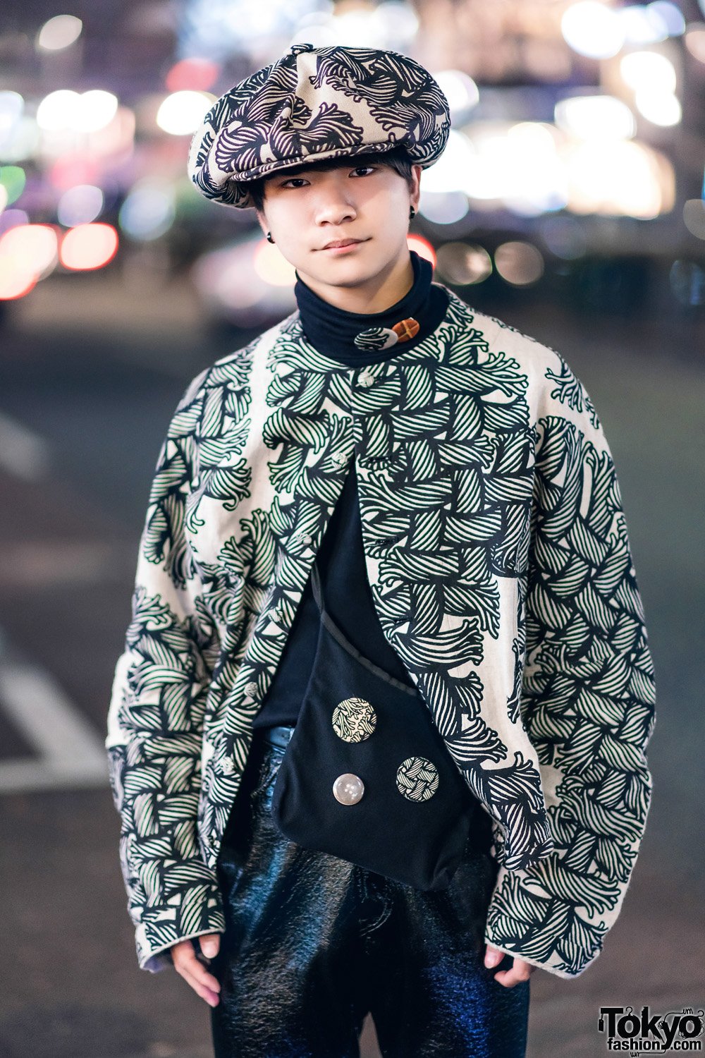 Tokyo Fashion on X: 17-year-old Japanese student Daiki on the street in  Harajuku w/ rope print jacket & rope print hat by legendary Tokyo-based  British designer Christopher Nemeth, vintage patent pants, Nemeth